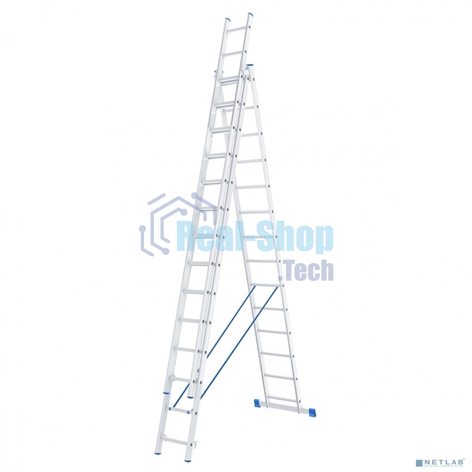 Лестница Сибртех, 3 х 14 ступеней, алюминиевая, трехсекционная