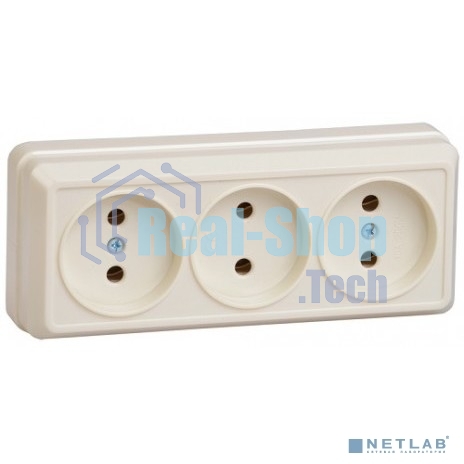 Розетка IEK ERO30-K33-10-DC РС23-2-ОК 3 местн. без з/к 10А откр.уст. ОКТАВА (кремовый)
