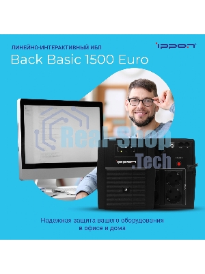 Источник бесперебойного питания Ippon Back Basic 1500 Euro 900Вт 1500ВА черный