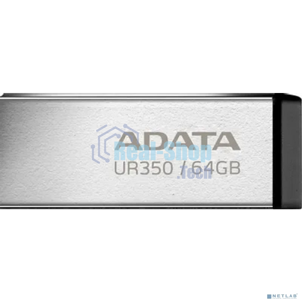 Флешка USB ADATA UR350 (UR350-64G-RSR/BK), 64Gb, USB 3.2, R/W 100/15, серебристый/черный