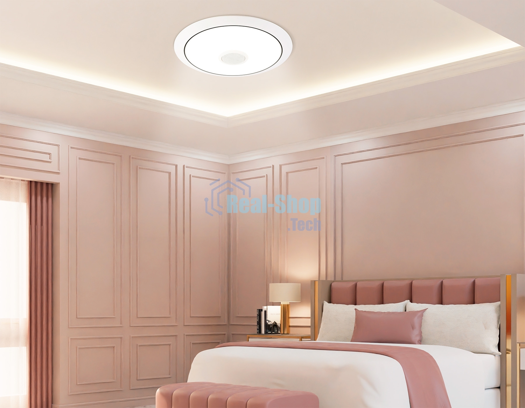 Музыкальный светодиодный светильник Ambrella light FZ710 WH белый IP20 40W 3000-6500K+RGB Music 370*56 (ПДУ ИК)