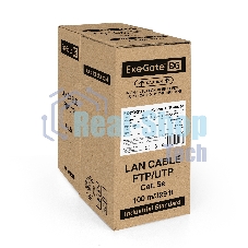 Кабель ExeGate FTP 4 пары кат.5e CCA, 24AWG, экран, бухта 100м, серый, PVC