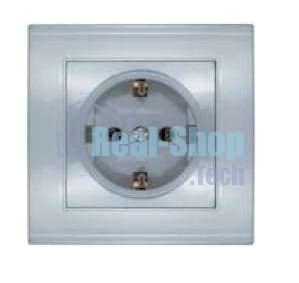 Розетка 1-м СП Бриллиант с заземл. серебр. UNIVersal 7949872