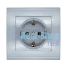 Розетка 1-м СП Бриллиант с заземл. серебр. UNIVersal 7949872