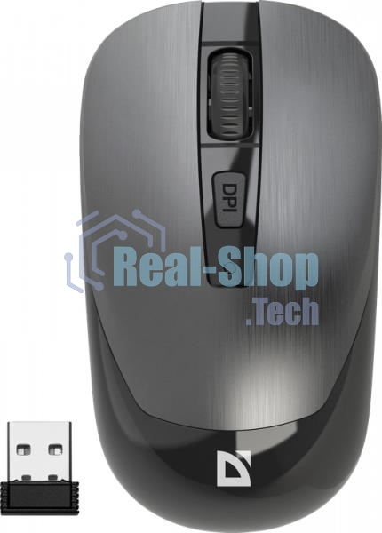 Мышь беспроводная Defender Wave MM-995 серебристый, 1600 dpi, радиоканал, USB, кнопки - 4