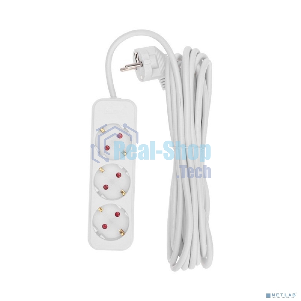 Удлинитель Rexant STANDARD 3 гнезда, 5 м, 3х1,0 мм², с/з, белый