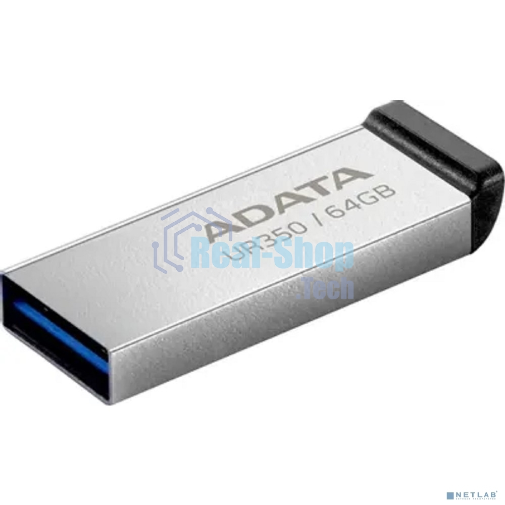 Флешка USB ADATA UR350 (UR350-64G-RSR/BK), 64Gb, USB 3.2, R/W 100/15, серебристый/черный