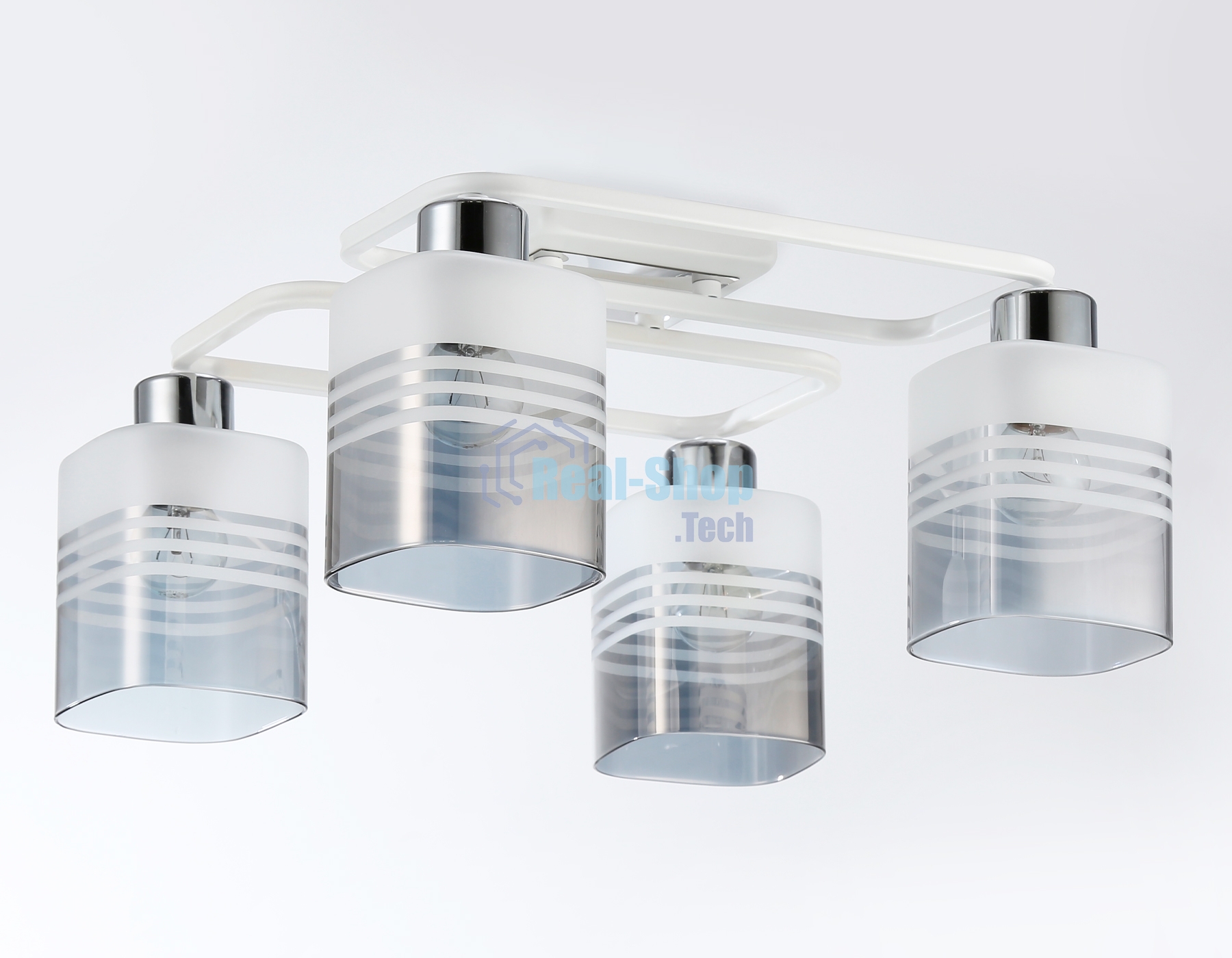 Светильник Ambrella light TR303205/4 WH/CH/SM/FR белый/хром/дымчатый/белый матовый E27*4 max 60W 370*370*200