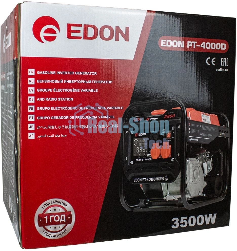 Бензиновый инверторный генератор Edon Edon PT-4000D 3.5кВт