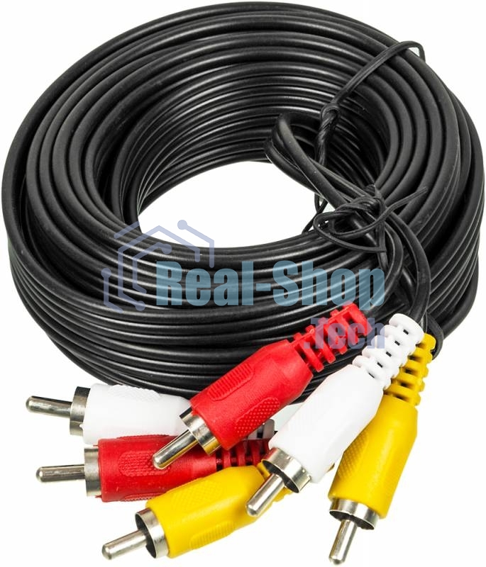 Кабель аудио-видео Ningbo 3хRCA (m)/3хRCA (m) 5м. черный