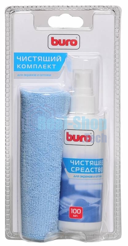 Чистящий набор (салфетки + гель) Buro BU-S/MF (салфетка и спрей) для экранов и оптики блистер 100мл