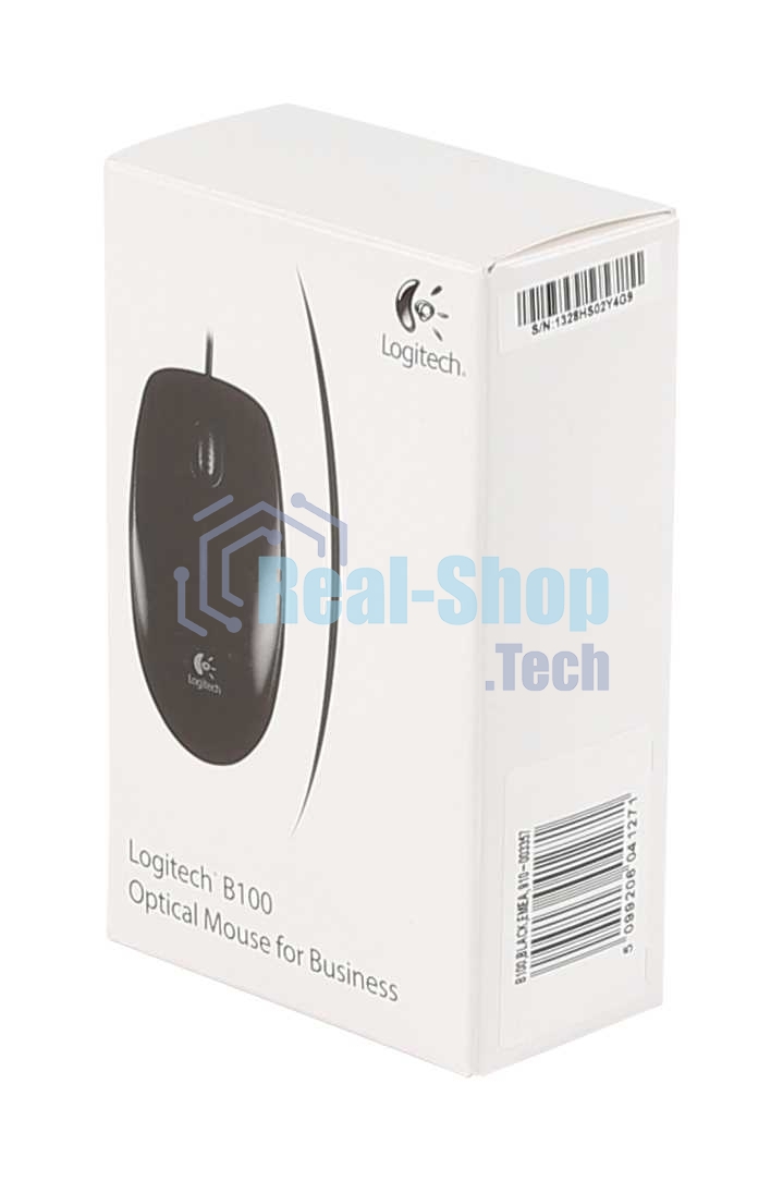 Мышь проводная Logitech B100 черный, 1000 dpi, USB, кнопки - 3