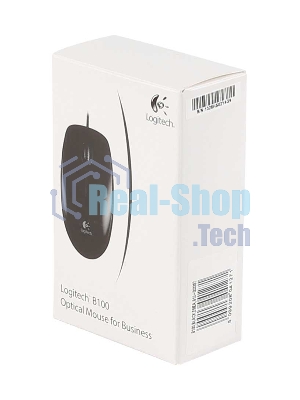 Мышь проводная Logitech B100 черный, 1000 dpi, USB, кнопки - 3