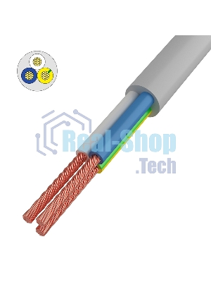 Провод соединительный ПВС Rexant 3x1,0 мм², белый, длина 5 метров, ГОСТ 7399-97