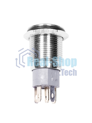 Кнопка антивандальная Rexant Ø16 250В Б/Фикс (5с) (ON)-OFF плоская подсв/красная POWER