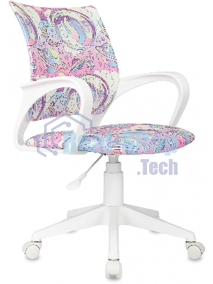 Кресло детское Бюрократ BuroKIDS 1 W мультиколор луна розовая крестов. пластик пластик белый