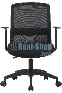 Кресло компьютерное Cactus CS-MC333-BK черный, сиденье черный, сетка/ткань, низк.спин. крестов. пластик, пластик черный