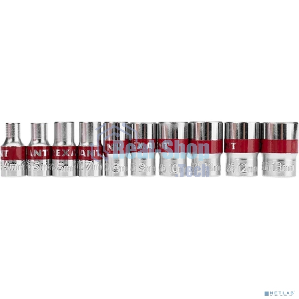 Набор торцевых головок Rexant 1/4, шестигранные, CrV, 10 шт., 4-13 мм