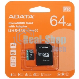 Флеш карта SD ADATA 64Gb ADATA Premier Pro SDXC Class 10 UHS-I U3 V30S 95/60 MB/s