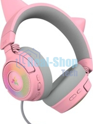 Гарнитура Razer Kraken Kitty V3 Pro Quartz розовый, беспроводная, bluetooth, до 70 ч, подсветка