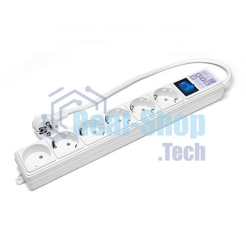 Сетевой фильтр PowerCube Фильтр-удлинитель (SPG(5+1)-16B-0,5M) 6 розеток, 0,5 м,16А/3,5 кВт, белый