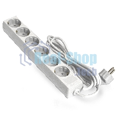 Удлинитель ExeGate ECE-6-5W (EX285836RUS), белый, 5 м, евровилка с заземлением, 6 евророзеток с заземлением, 2200 Вт