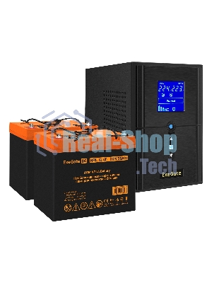 Комплект Источник бесперебойного питания EX295987RUS + батарея 55Aч EX285652RUS 2шт (инвертор, синус, для котла) ExeGate SineTower SZ-1000.LCD.AVR.2SH.1C13.USB 1000VA/800W, чистый синусоида, LCD дисплей, AVR, 2*Schuko+1*C13, USB, линейно-интерактивный, черный + батарея ExeGate HRL 12-55 (12В, 55А·ч) 2шт