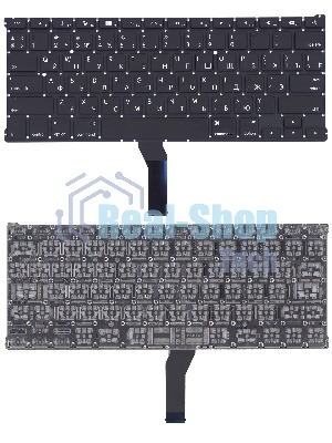 Клавиатура для ноутбука MacBook A1369 2011+ черная с подсветкой, плоский ENTER