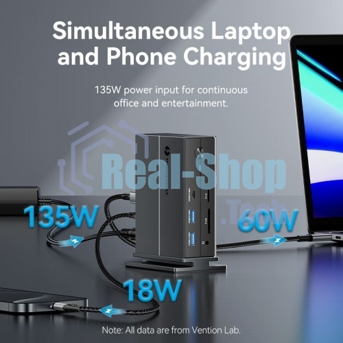 Мультифункциональная док-станция Vention USB Type C 14 в 1 с поддержкой Thunderbolt 4