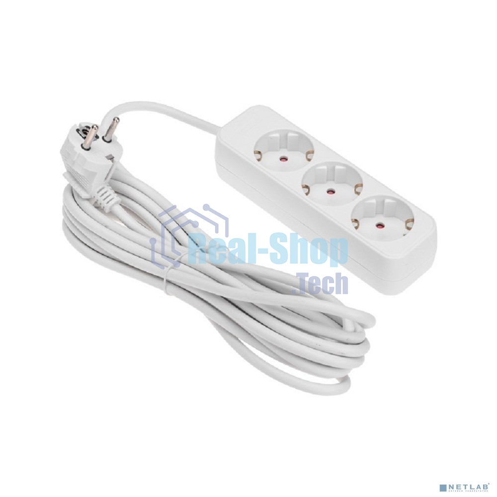 Удлинитель Rexant STANDARD 3 гнезда, 5 м, 3х1,0 мм², с/з, белый