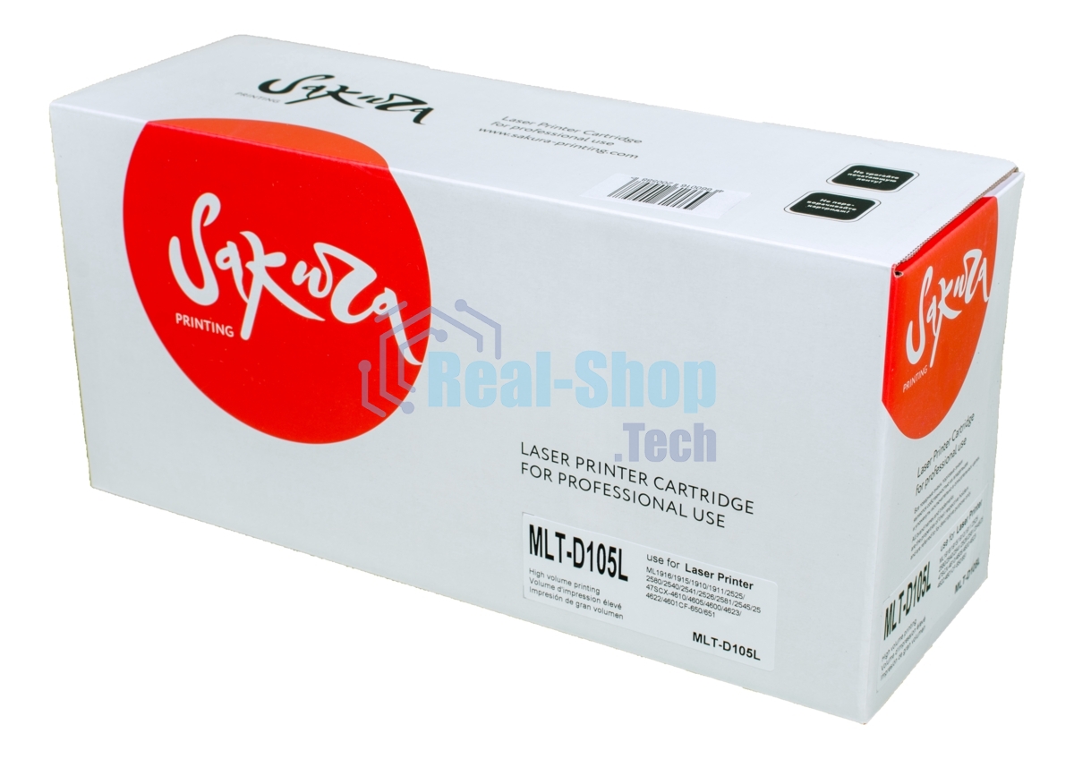 Картридж лазерный Sakura MLTD105L для Samsung ML1910/1911/1915/2525/2580/4600/4601/4605/4610/16004623/SF650/65, черный, 2500 к.