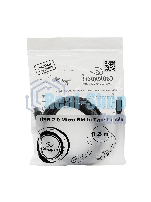 Кабель Cablexpert CCP-USB2-mBMCM-6 USB2.0 microBM/USB3.1TypeC, 1.8м, 