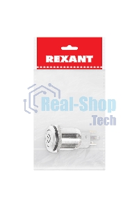 Кнопка антивандальная Rexant Ø16 250В Б/Фикс (5с) (ON)-OFF плоская подсв/красная POWER