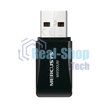 Сетевой адаптер USB2.0 адаптер Mercusys MW300UM, 300 Мбит/с, компактный