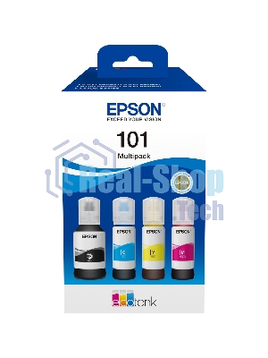 Чернила оригинальные Epson 101 / C13T03V64A мультипак, черный 127 мл., голубой, пурпурный, желтый - 210 мл. для Epson