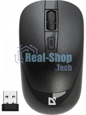Мышь беспроводная Defender Wave MM-995 черный, 1600 dpi, радиоканал, USB, кнопки - 4