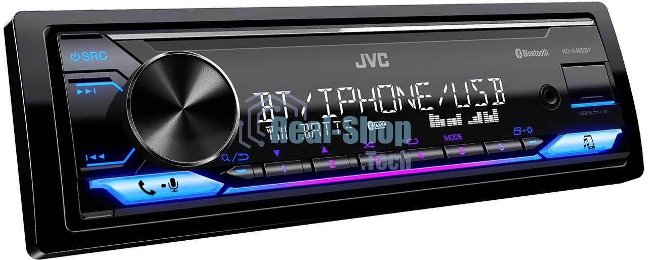 Автомагнитола JVC KD-X482BT, 1 DIN, Bluetooth, USB Type-A, AUX, съёмная панель