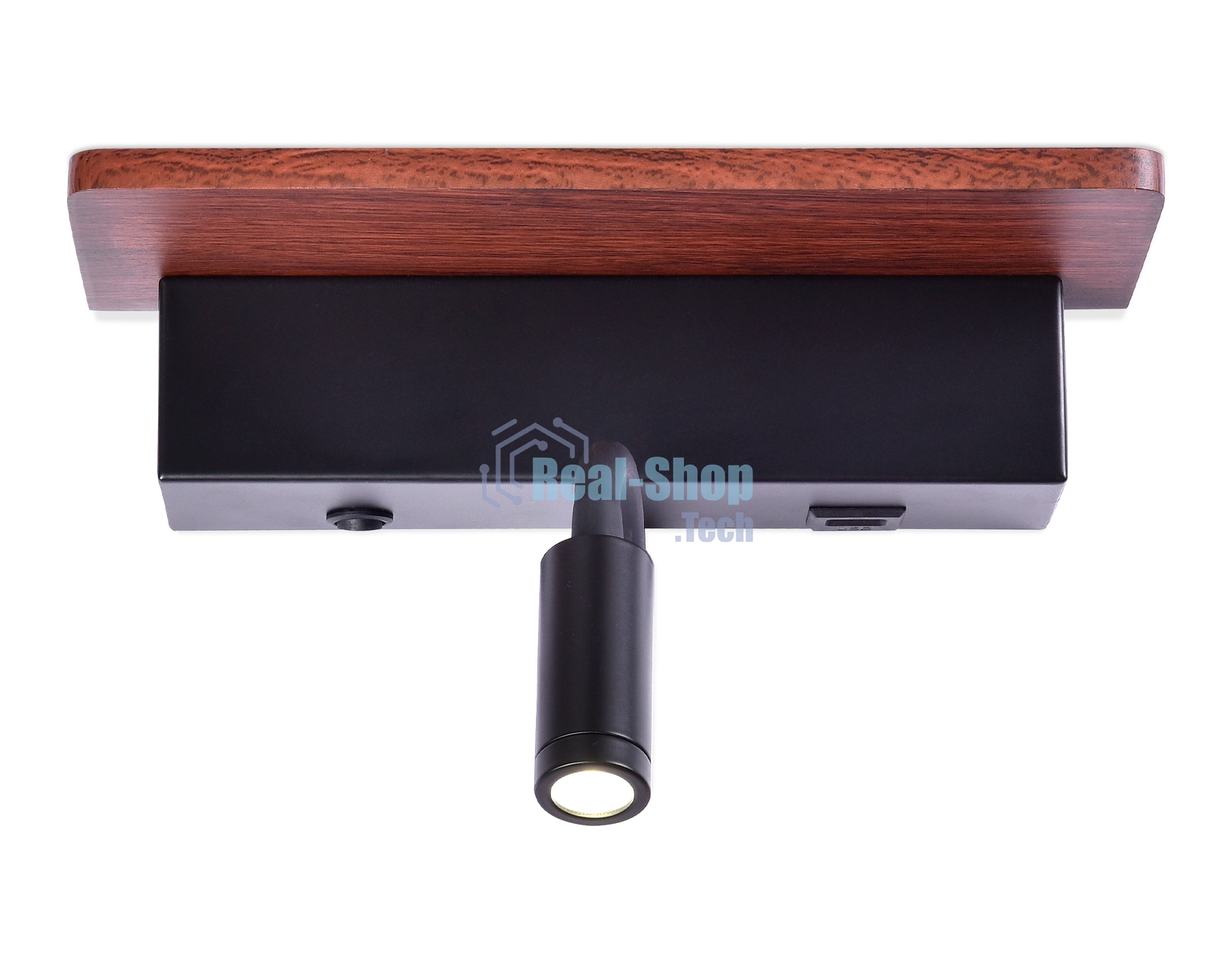 Настенный светодиодный светильник Ambrella light FW291 BK/DW черный/темное дерево LED 4200K+3000K 6W+1W 265*110*130
