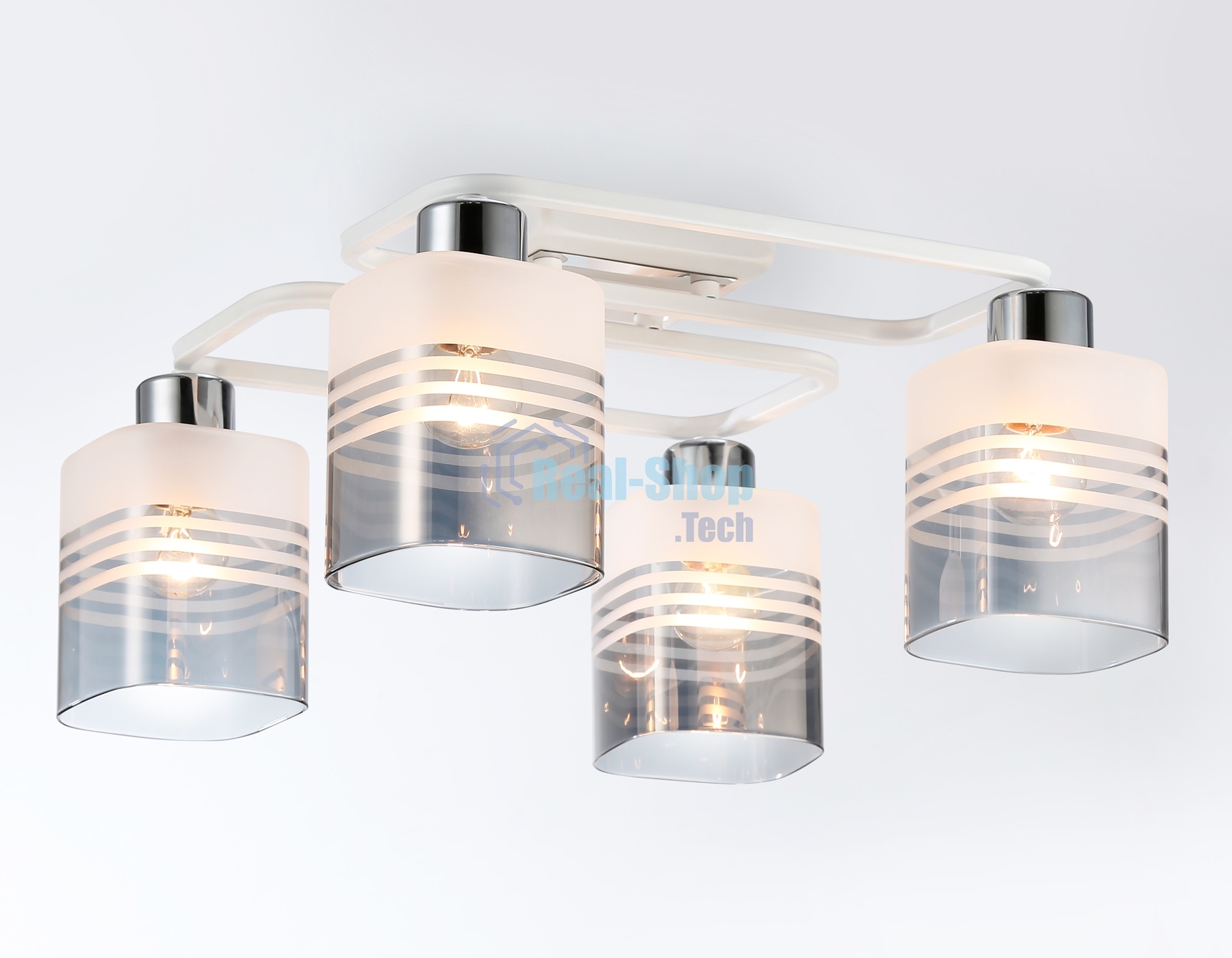 Светильник Ambrella light TR303205/4 WH/CH/SM/FR белый/хром/дымчатый/белый матовый E27*4 max 60W 370*370*200