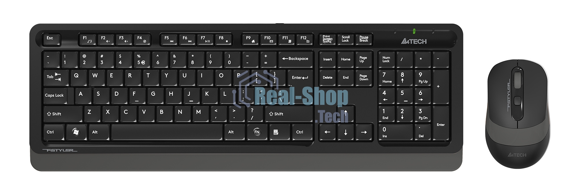 Комплект клавиатура+мышь A4Tech FStyler FG1010S беспроводной, USB, 2000 DPI, чёрный/серый