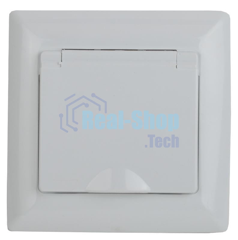 4-209-01 Розетка 2P+E Schuko с крышкой штор., 16А-250В, СУ, IP44, Solo, белый | Б0043361 | intro