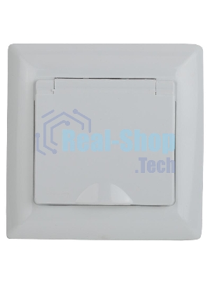 4-209-01 Розетка 2P+E Schuko с крышкой штор., 16А-250В, СУ, IP44, Solo, белый | Б0043361 | intro