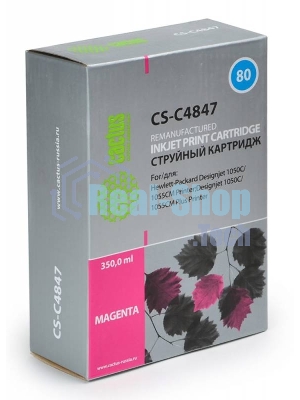 Картридж струйный Cactus CS-C4847 №80 пурпурный (350 мл.) для HP DesignJet 1050C/1055CM/1000