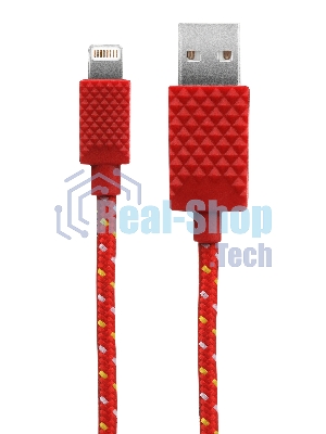 Кабель Qumo MFI кабель c разъемом Apple 8 pin, 0,15м, тканевая оплетка, красный