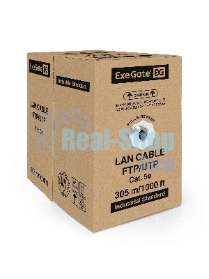 Кабель ExeGate FTP 4 пары кат.5e медь, 24AWG, экран, бухта 305м, серый, PVC