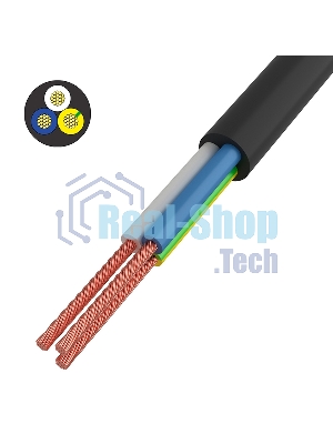 Провод соединительный ПВС Rexant 3x0,75 мм², черный, длина 20 метров, ГОСТ 7399-97