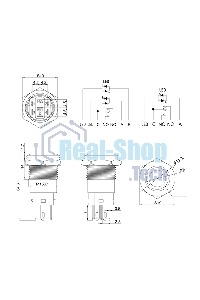 Кнопка антивандальная Rexant Ø16 250В Б/Фикс (5с) (ON)-OFF плоская подсв/красная POWER