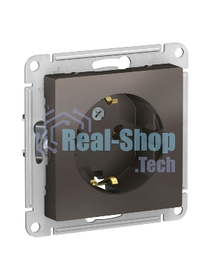Механизм розетки 1-м СП AtlasDesign с заземл. 16А мокко SchE ATN000643