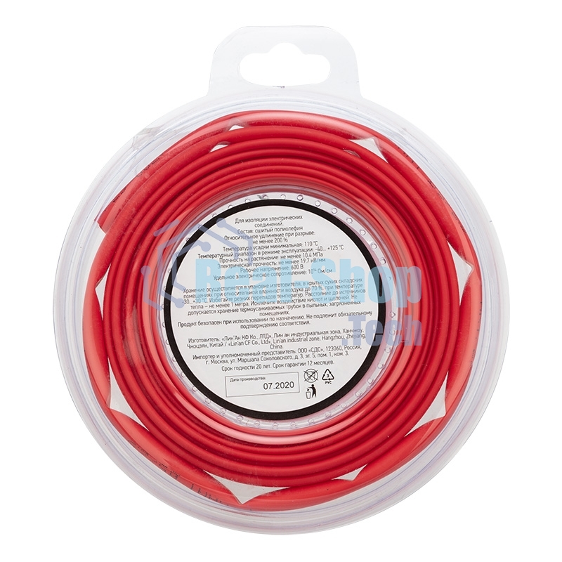 Трубка термоусаживаемая Rexant 5,0/2,5 мм красная, ролик 2,44 м