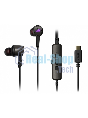 Гарнитура проводная игровая черные ASUS ROG CETra II (вкладыши, USB-C, RGb подсветка, ПУ, чехол, 90YH02S0-B2UA00)